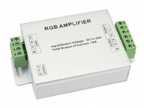 Повторитель усилитель сигнала SW-Group AMP-RGB-18A 12В/24В 6А 216/432Вт IP20 Алюминий  картинка 